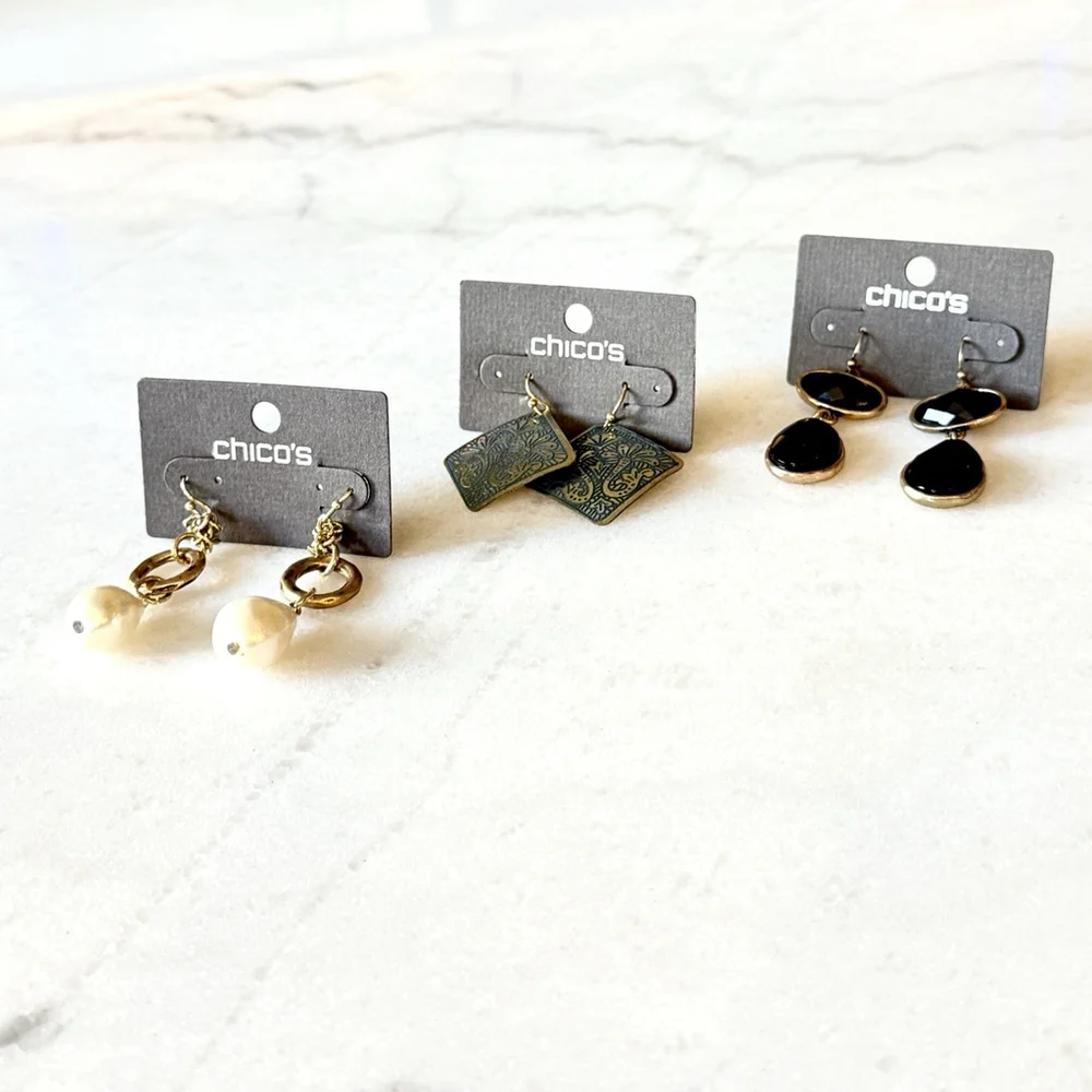 Chico's Earring Bundle Lot of 3 NWT Dangle Statement - Picture 4 of 10